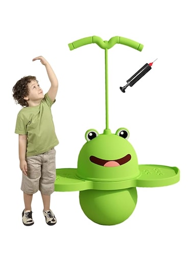 SOPTEC Bouncy Ball With Handle, Fitness Thickened Frog Shaped Cartoon Hop Ball, Hoppy Ball Funny Hopping Ball Cute Toy for Indoor Patios Gyms Outdoor Living Rooms