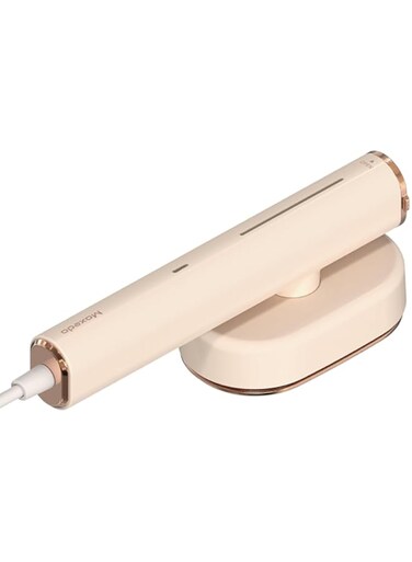 Moxedo 2 in 1 Dynamic Steam Flat Iron Portable Handheld Rotatable Steam and Press Iron Garment Steamer Scratch Resistant and Fast Heating with Removable Water Tank - Beige