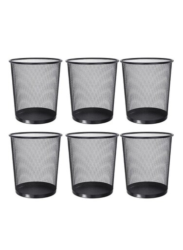 Mesh Wastebasket Trash Can &acirc;&euro;&ldquo; Silver &amp; Black Steel Round Bin for Office, Home, Bathroom, Bedroom &acirc;&euro;&ldquo; Lightweight, Durable, Open Top Garbage Can &acirc;&euro;&ldquo; Small/Medium/Large Sizes (6, Black - M) ASIN