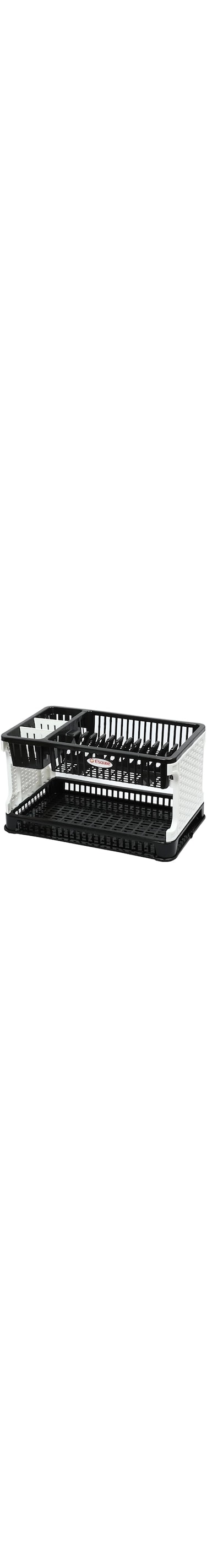 Esqube Titan 2-Layer Kitchen Dish Rack, Black &amp; White