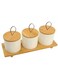 of 3 Premium Ceramic Storage Jars with Bamboo Lids &acirc;&euro;&ldquo; Airtight Canisters for Spices, Coffee, Sugar, and Nuts &acirc;&euro;&ldquo; Stylish Kitchen Organizer
