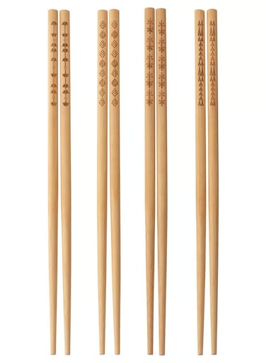 TREBENT Bamboo Chopsticks - 4 Pairs
