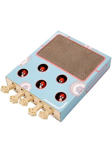 TOMVAES Whack-a-mole Cat Toy, Solid Wood Mint Green Pet Toys, Human Pet Interaction Good Tool, Corrugated Paper Scratching Board For Entertainment, 26 * 36.3 * 6cm