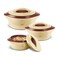 Casserole Hot Pot Set of 3 &acirc;&euro;&ldquo; Inner Stainless Steel Insulated Serving Pots BPA Free, Food Grade, Ideal for Chapati &amp; Roti &acirc;&euro;&ldquo; Brown, Royal Regular