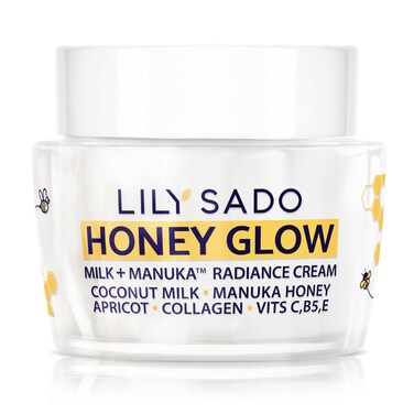 LILY SADOHoney Glow Collagen Radiance Cream Face Moisturizer - Natural Daily Facial Lotion w Manuka Honey, Apricot &amp; Sodium Hyaluronate - Amazing Anti Aging Formula. 2 oz