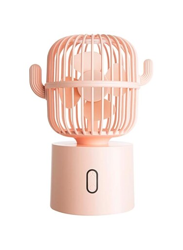 BEISHIDA Small Desktop USB Table Desk Fan Personal Fan, Cactus Mini Handheld 80 Degree Auto Rotation Portable Fans, 3 Speeds Strong Wind, Quiet Operation Fan for Girls Baby Room Home Office
