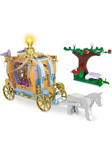 Joyzzz Fairy Playset, 311 PCS Dream Pumpkin Royal Carriage, Princess Carriage Building with Horse, Creative Gifts for Girls