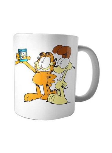 Hosny Garfield Printed Ceramic Mug White/Orange/Beige Standard Size