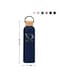 Insulated Water Bottle 750ML Leak Proof Thermos Water Bottle with Bamboo Lid and silicon Ring Reusable Insulated Stainless Steel Water Bottle, 25oz (Mate Navy)
