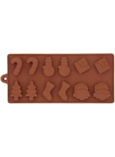 SOLDOUT Christmas Xmas Series Silicone Mold 3D Chocolate Mold DIY Non Stick Fondant Patisserie Candy Mould Cake Decorating Tools (12 in 1 Mould)