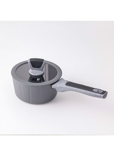 HOME Chef's Delight Stella Sauce Pan with Lid &acirc;&euro;&ldquo; Premium Non-Stick PFOA Free Saucepan for Cooking, Induction Compatible, Durable Kitchen Cookware with Heat-Resistant Handle L16XW8.5Cm