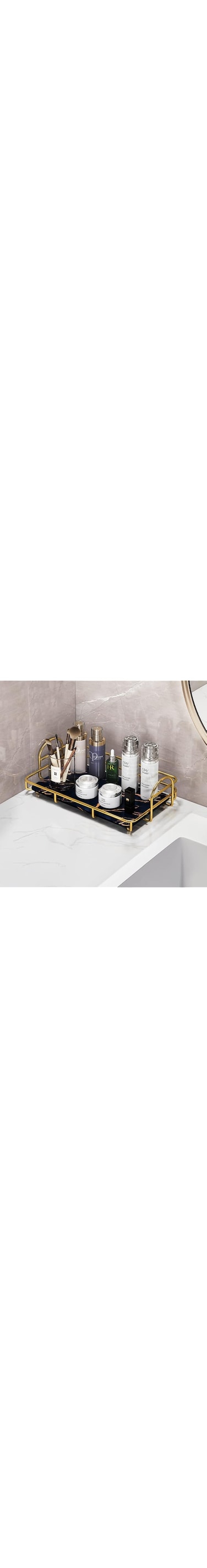 IBAMA Storage Basket Organizers Shelf Bathroom Storage Shampoo Soap Makeup Storage Rack Holder Bathroom Organizer 1 layer black, Gold, DCOGS01-BK