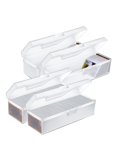 4 Pack Trading Card Storage Box, Holds 1200+ Cards, Plastic Deck Box for MTG, Baseball, Football Cards.