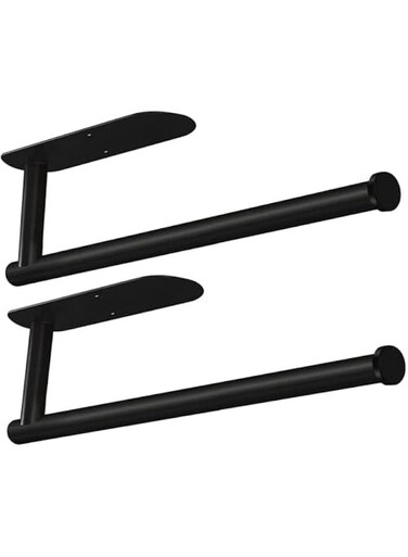 2 Pack Paper Towel Holders,Paper Towels Rolls - for Kitchen,Paper Towels Bulk- Self-Adhesive Under Cabinet,Both Available in Adhesive and Screws,Stainless Steel (Black)