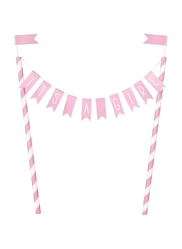 Unique Party 73370 Pink Hearts Baby Shower Bunting Cake Topper