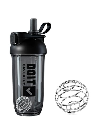 Autbye Shaker Cup - Black/Clear 750ml with Blender Ball, Smooth Protein Shake, Protein Mix, Portable Shaker Cup, Lump-Free Protein Shake, Tritan Unflavored