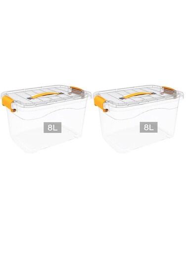 PCS Transparent 8L Plastic Storage Boxes With Secure Lid, Stackable Lockable Sealed Organizer Bins, Dust &amp; Moisture Proof Multipurpose Containers For Home Kitchen Wardrobe Pantry Office Organization