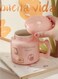 Ceramic Coffee Cup, Creative Cute Design, Milk Cup with Lid, Suitable for Office and Home Use