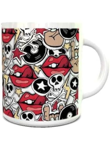 Impress Ceramic Coffee Mug with Crazy Punk Design (White)
