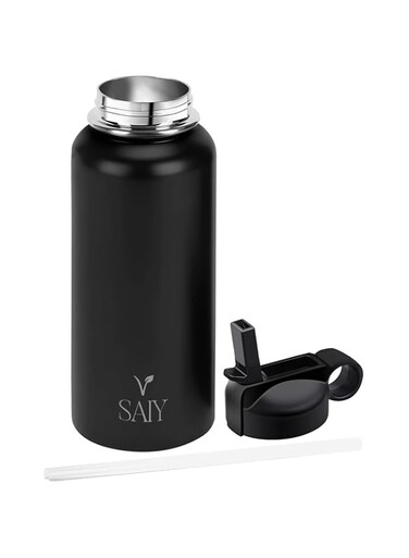 SAIY 32 oz Insulated Stainless Steel Water Bottle   24H Cold, 12H Hot   Leakproof, Eco-Friendly   Perfect for Fitness, Outdoor Activities   BPA-Free Vacuum Water Bottle For Hot &amp; Cold Drinks (Black)