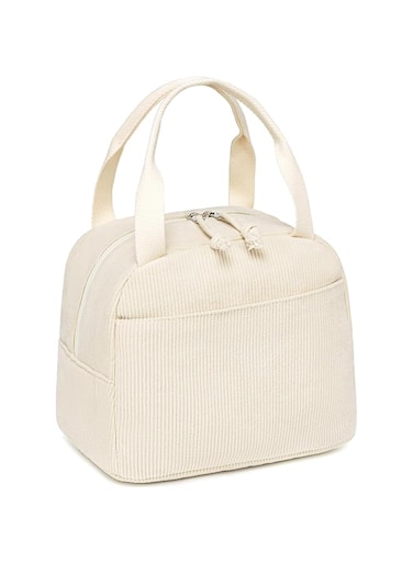 TERRIFI Lunch Box, Leakproof Cooler Lunch Case, with Strap Handles, Easy to Clean Insulated Lunch Bag Box, for Work, School, Picnics, and Travel (Corduroy Solid Beige)