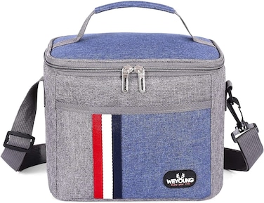 ماهمير حقيبة غداء معزولة، حقيبة كبيرة محمولة مبردة للرجال والنساء الكبار، حقيبة يد للكتف، حقيبة يد مضادة للتسرب ومقاومة للماء (ازرق)