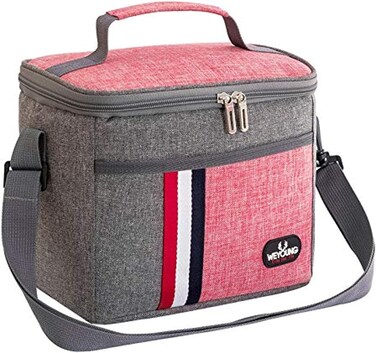 ماهمير حقيبة غداء معزولة، صندوق غداء كبير محمول مبرد، حقيبة يد للرجال والنساء البالغين للمكتب والكتف، حقيبة يد مانعة للتسرب ومقاومة للماء (بينك)