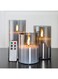 THE WHITE SHOP 3 Pcs Glass Flameless Candles 6''High Battery Operated Dancing Flame LED Pillar Candles With Hour Timer Feature Moving Wick Large Candle For Home Wedding Party Festival (Gray)