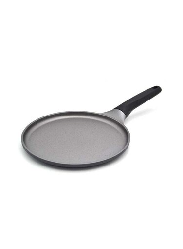 Essentials Flat Tawa 24cm   Non-Stick Granite Coating Dosa Pan   Induction Base Tawa Pan for Dosa/Roti/Chapati with Stick Handle - PR81166 Black