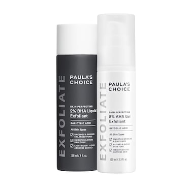Paula's ChoiceSKIN PERFECTING 8% AHA Gel Exfoliant &amp; 2% BHA Liquid Duo - Facial Exfoliants for Blackheads, Enlarged Pores, Wrinkles, and Fine Lines w/Glycolic and Salicylic Acid