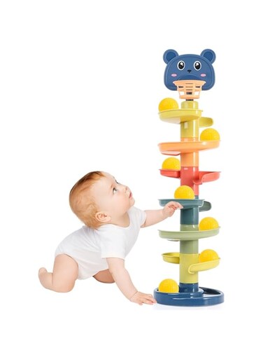 ECVV Large Baby Ball Tower: 6-Tier Swirling Ramp with 7 Balls   Educational Activity for 1 2 3 4 Years Boys Girls   Ball Drop and Roll Tower for Kids Toddlers