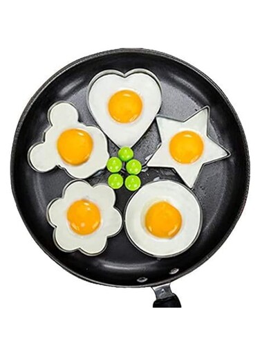 KASTWAVE Farzeo 5PCS Non-Stick Stainless Steel Egg &amp; Pancake Molds - Great Kitchen Tool for Fun Breakfasts &amp; Creative Cooking