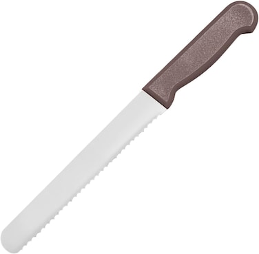 Master 8 Inch Stainless Steel Serrated Bread Knife (Brown)   Professional Slicer, KMK034