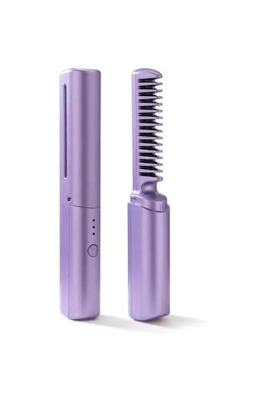 2-in-1 mini rechargeable straightener &amp; curler&mdash;fast heating, anti-scald, portable &amp; stylish.
