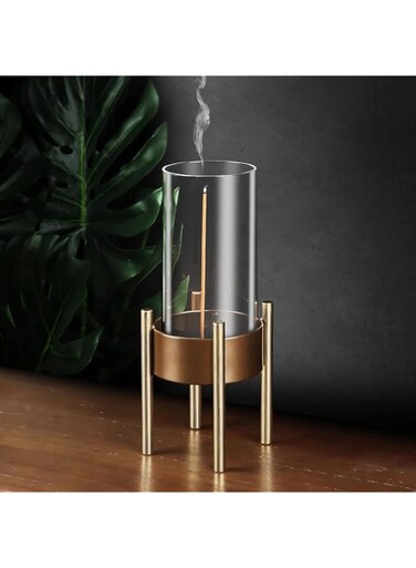 TAME Incense Holder for Sticks with Removable Glass Ash Catcher, Mess-Free Incense Burner Holder, Incense Stick Holder for Home Decor Yoga Spa, Unique Incense Burner (Model B)