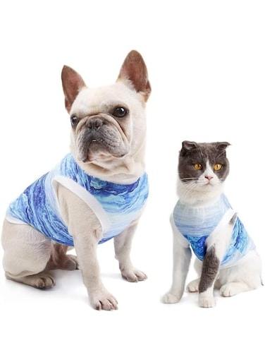 Dog Cool Vest Instant Cooling Bulldog Clothes on Summer for Small to Medium Dogs and Cats (Blue, S)
