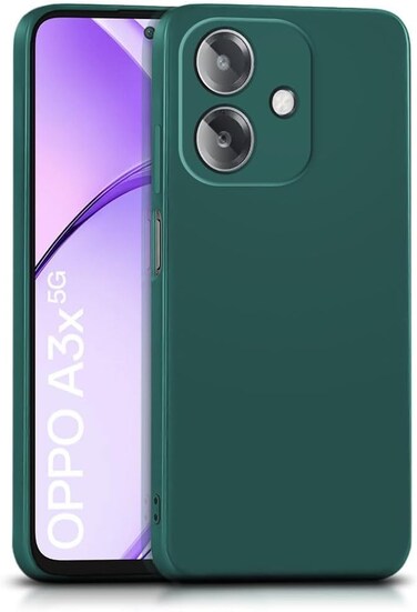 Case for Oppo A3 4G/5G, Oppo A3X 4G/5G, A60 5G, A40 4G, Liquid Gel Rubber Bumper Case with Soft Microfiber Lining Cushion Slim Hard Shell Shockproof Protective with Camera Protection Cover (Green)