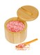 Bamboo Salt Cellar with Mini Spoon, Kitchen Salt Box with Swivel Magnetic Closure Lid, Round Salt Container to Storage Pepper Spice Bath Salt Sea Salt
