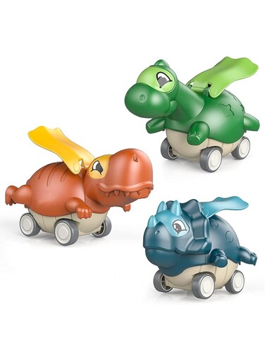 ELECDON Dinosaur Toys, Cute Dinosaur Toy Cars, Toys Age 2-4, Dinosaur Car Toys, for 1-4-Year-Old Boys Girls, 3 Pack