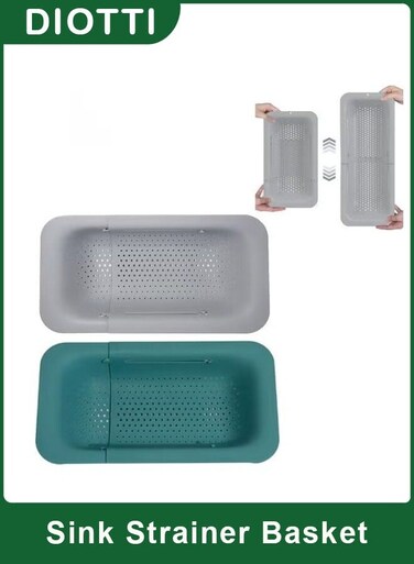 2-Pack Extendable Over-Sink Collapsible Colander, Retractable &amp; Stackable Sink Strainer Baskets for Vegetables, Fruits, Pasta, Dishwasher Safe