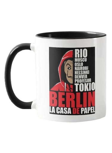 Piece Berlin La Casa De Papel Printed Coffee Mug Black/White