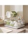 Dish Rack Stand,2-Tier Kitchen Organizer Dish Drying Rack, Dish Drainer Plate Rack Dish Rake with Drain Board &amp; Utensil Holder,Countertop Large Antibacterial Kitchen Utensils Dish Racks-white