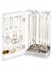 Lolalet Earring Holder Organizer, Acrylic Jewelry Organizer Rotating Clear Earrings Display Box, Dust-proof Jewelry Storage Case with Velvet Tray -Earringmirror