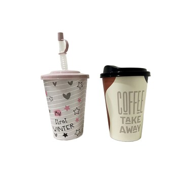 طقم مكون من قطعتين فنجان قهوة وكوب عصير (500 مل)