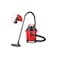Wet/Dry Vacuum Cleaner with Wheels, 5-Piece Attachments, Red and Black