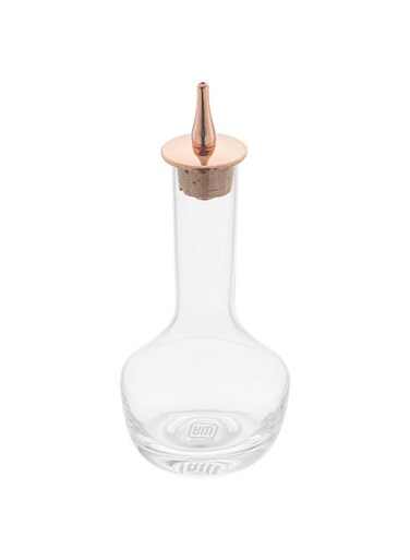 Bar Lux 3.5 Ounce Bitters Bottle, 1 Professional Grade Bitter Glass - With Copper-Plated Dasher Top, For Cocktails or Desserts, Clear Glass Dasher Bottle, Use At Homes or Bars