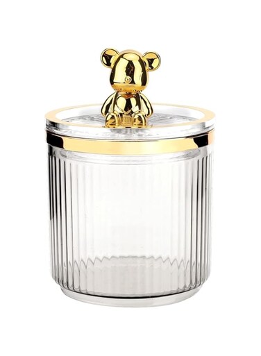 LERFOT Bear Qtip Holder,Cotton Swab Holder,Bathroom Counter Organizer Containers Dispenser,for Cotton Rounds Pads Cotton Ball,Cotton Swab,Hair Clips,Ball Pad,tampon storage (Clear) (Transparent)