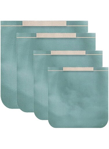 KASTWAVE Premium Mesh Laundry Bags Set of 4 with Strong Zipper and Lanyard for Washing Blouses Socks Pants Sweaters Underwear Baby Clothes