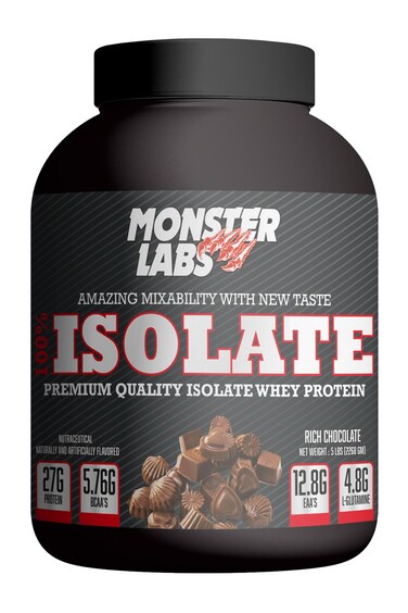 Monster Labs 100% Isolate 5 LBs - Premium Quality Isolate Whey Protein (Rich Chocolate)