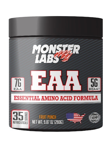 Monster Labs EAA 280g 35 Servings - Premium Amino Acid Supplement For Muscle Recovery And Hydration (Fruit Punch)